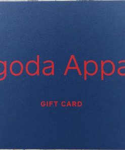 Navy Blue Rectangular gift Card with Pagoda Apparel printed in Red